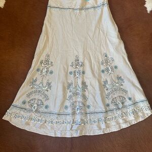 Beaded A-line White Skirt